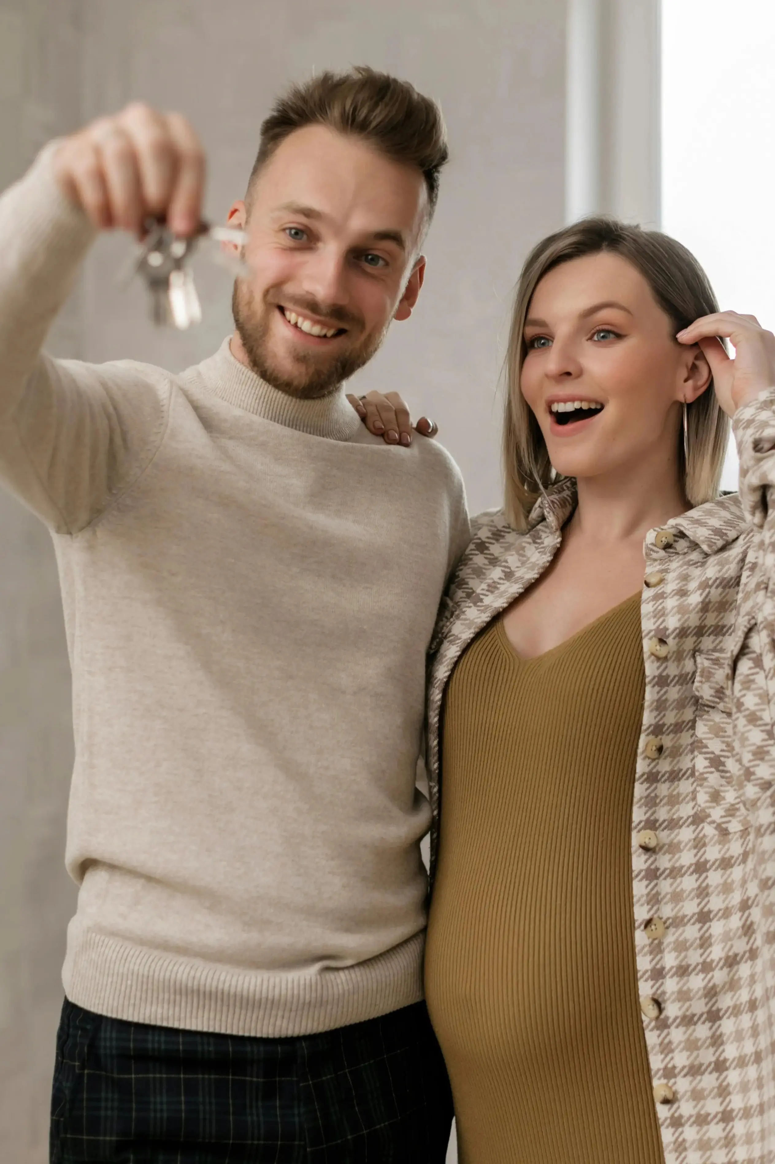 Happy family with new house